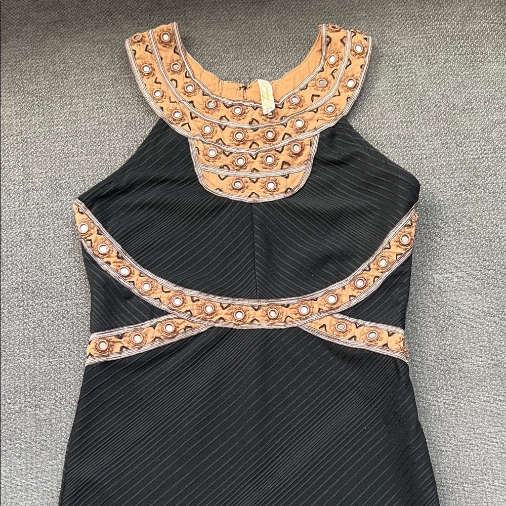 Free People Black Dress with Gold Accents